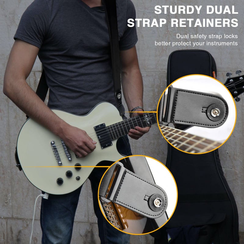 LEKATO Guitar Straps for Electric Guitar Bass  3"" Wide Padded Guitar Strap Neoprene Pad with 3D Sponge Filling Bass Guitar Straps Adjustable Length from 45"" to 55"" with Strap Locks  Picks  Black - Image 5